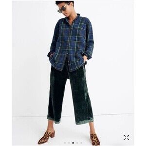 MADEWELL Women's Green Velvet Huston Pull On Wide Leg Crop Pants Size S